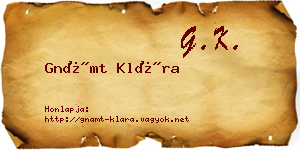 Gnámt Klára névjegykártya